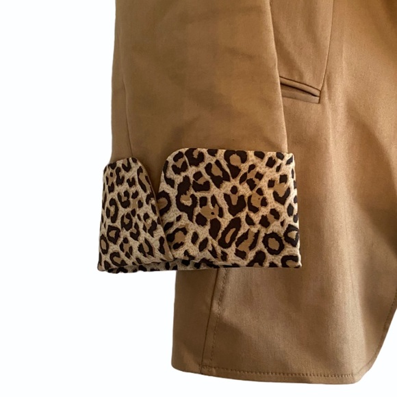 Tahari Khaki Blazer with Leopard Accent size 14 - Picture 4 of 6